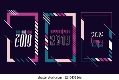 Modern trend in the graph. vector illustration. New Year 2019. Colorful dynamic hipster graphics