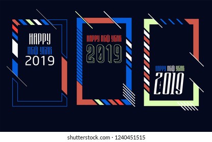 Modern trend in the graph. vector illustration. New Year 2019. Colorful dynamic hipster graphics