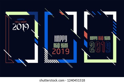 Modern trend in the graph. vector illustration. New Year 2019. Colorful dynamic hipster graphics