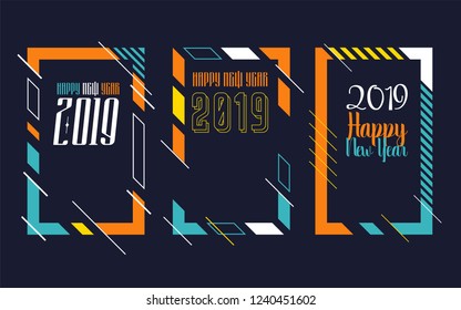 Modern trend in the graph. vector illustration. New Year 2019. Colorful dynamic hipster graphics