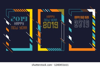 Modern trend in the graph. vector illustration. New Year 2019. Colorful dynamic hipster graphics
