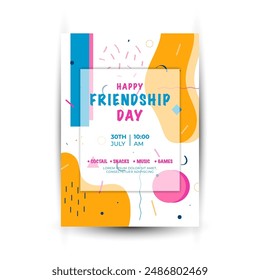 Modern trend Vertical poster template for friendship day celebration memphis background element vector 