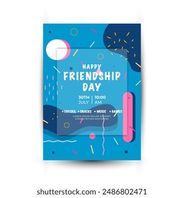 Modern trend Vertical poster template for friendship day celebration memphis background element vector 