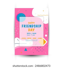Modern trend Vertical poster template for friendship day celebration memphis background element vector 