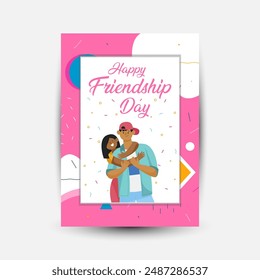 Modern trend Vertical poster template for friendship day celebration memphis background element vector