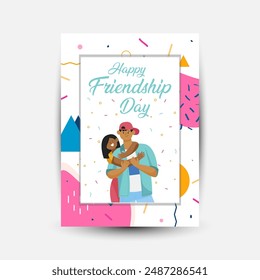Modern trend Vertical poster template for friendship day celebration memphis background element vector