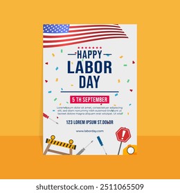 modern trend vertical poster template for american labor day celebration