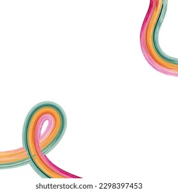 Modern trending abstract white background with curving bright full color ribbon of liquid paint. Template for design presentation, flyer, card, web page. Vector illustration EPS10.