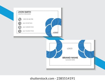 modern trendy abstract business card design template for business and marketing or personal use. business card design with blue color variations.