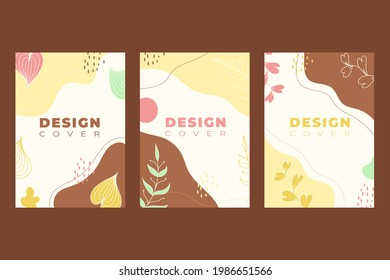 Modern trendy abstract cover set. design vector for funny brochure cover template with floral elements. Suitable for social media posts, banners design and internet ads. Vector illustration