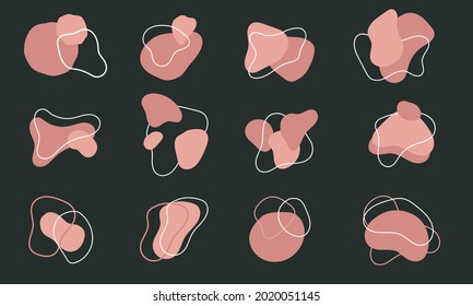 Modern trendy abstract shapes in pastel pink colors. Scandinavian clean vector design.