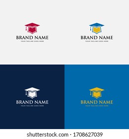 Modern trendy Academic logo design, Education, academy, school, college, university, learn, study, hat, book, symbol, graduate cap logo design vector elements.