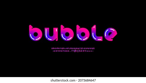 Modern trendy alphabet, bright rounded font, letters from A to Z and numbers from 0 to 9, vector illustration 10EPS