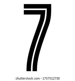 Modern trendy alphabet, Font with cutting line, black uppercase number seven, vector illustration 10EPS