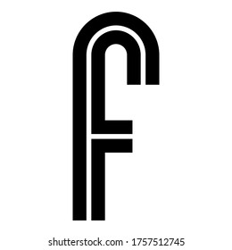 Modern trendy alphabet, Font with cutting line, black uppercase letter F, vector illustration 10EPS