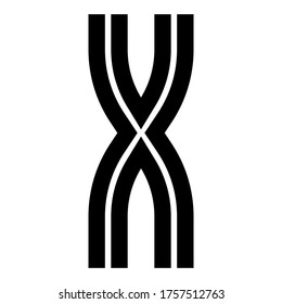 Modern trendy alphabet, Font with cutting line, black uppercase letter X, vector illustration 10EPS
