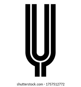 Modern trendy alphabet, Font with cutting line, black uppercase letter Y, vector illustration 10EPS