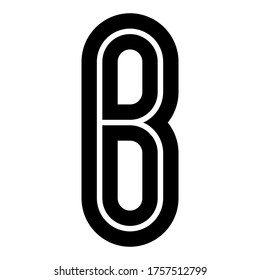 Modern trendy alphabet, Font with cutting line, black uppercase letter B, vector illustration 10EPS