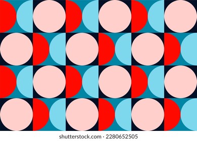 Modern trendy art pattern inspired by Bauhaus design made with abstract geometric shapes and bold forms. Digital graphics elements for poster, cover, art, presentation, prints, fabric, wallpaper.