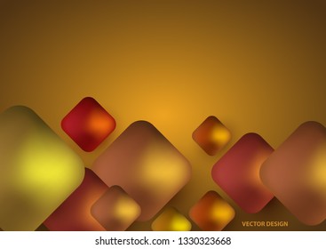 Modern trendy background of colored squares in the form of volumetric convex shapes. Bright colorful, luminous colors. Design of abstract textiles, wallpaper, flyers, business card, web design.