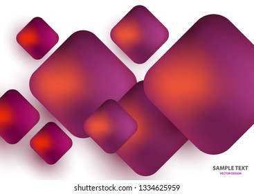 Modern trendy background of colored squares in the form of volumetric convex shapes. Bright colorful, glowing colors on a white background. Design of abstract textiles, wallpaper, flyer, business card