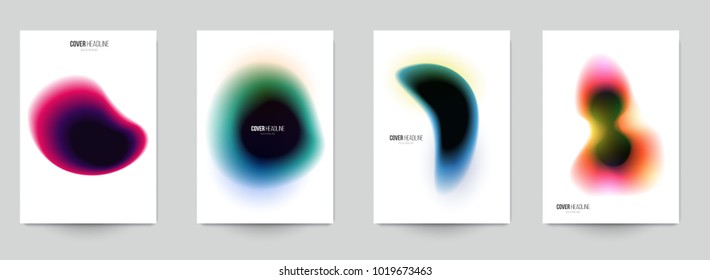 Modern trendy background cover posters, banners, flyers, placards. Set of abstract minimal template design for branding, advertising in colorful blur style. Vector illustration. EPS 10.