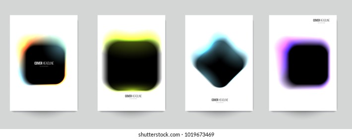 Modern trendy background cover posters, banners, flyers, placards. Set of abstract minimal template design for branding, advertising in colorful blur style. Vector illustration. EPS 10.