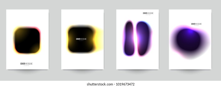 Modern trendy background cover posters, banners, flyers, placards. Set of abstract minimal template design for branding, advertising in colorful blur style. Vector illustration. EPS 10.