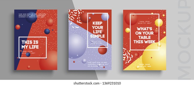 Modern trendy background cover posters, banners, flyers, placards. Minimal banner design set for electro concert. 
