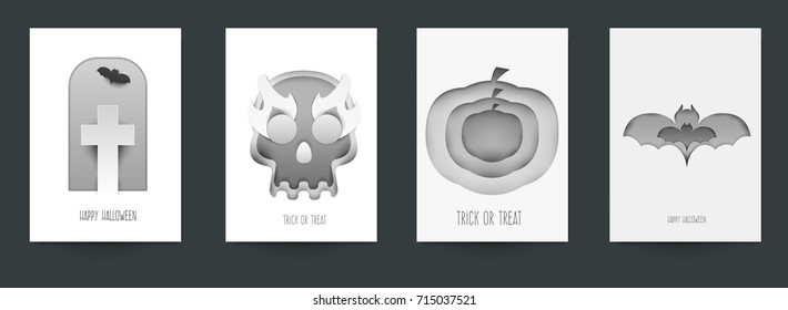 Modern trendy background cover posters, banners, flyers, placards greeting cards for halloween party. Set of abstract minimal template design for branding, advertising. Vector illustration.