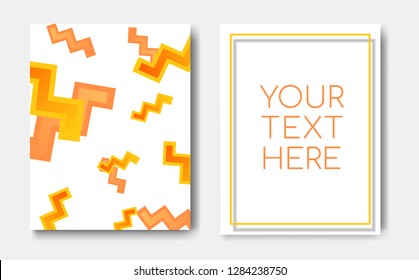 Modern trendy banner concept with geometric pattern blue memphis zigzag elements and text copy space,mockup web online design.Minimalistic abstract memphis cover page,flyer,brochure template