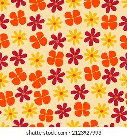 Modern trendy beautiful vector ditsy floral seamless pattern design. Elegant blooming flowers and leaves texture for textile and printing. Repeating textured background for surface pattern
