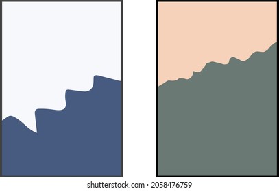 Modern Trendy Cards Set with Line Art Elements. Abstract Banners Collection. Trendy Minimalist Poster Line Art Design