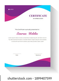 Modern trendy certificate template and background