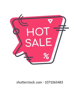 Modern Trendy Chat Bubble Geometric Sale Label With Line Shapes Around and Text Inside