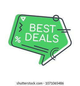 Modern Trendy Chat Bubble Geometric Sale Label With Line Shapes Around and Text Inside