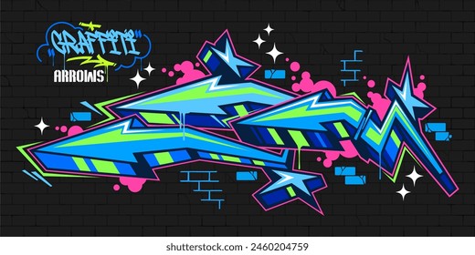 Modern Trendy Colorful Abstract Urban Street Art Graffiti Style Arrows Vector Illustration Template