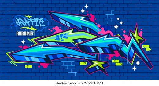 Modern Trendy Colorful Abstract Urban Street Art Graffiti Style Arrows Vector Illustration Template