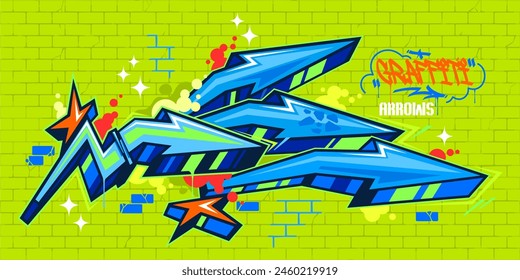 Modern Trendy Colorful Abstract Urban Street Art Graffiti Style Arrows Vector Illustration Template