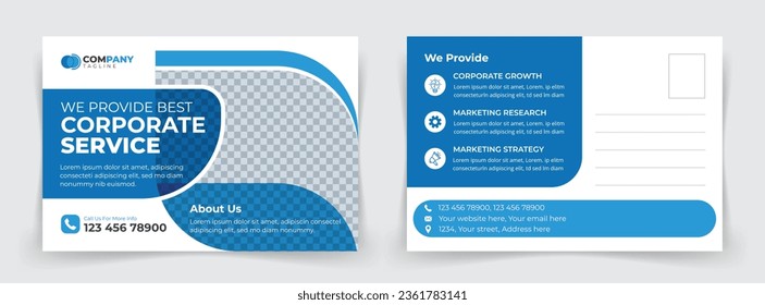 Modern and trendy corporate business postcard template design.