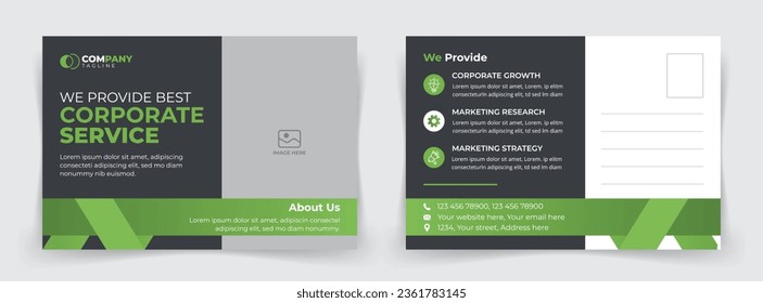 Modern and trendy corporate business postcard template design.