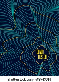 Modern trendy cover design with abstract lines with gradient. Colorful background in liquid style. For presentation, brochure, catalog, poster, book, magazine, banners, etc. Business brand set.