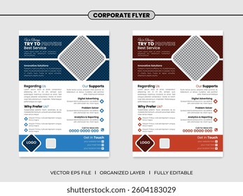 Modern trendy creative abstract Corporate business a4 flyer template design with minimalist colorful editable concept