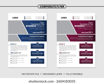 Modern trendy creative abstract Corporate business a4 flyer template design with minimalist colorful editable concept