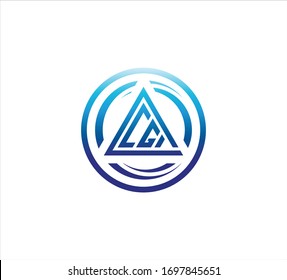 Modern trendy creative style connected to the mountain in the shape of artistic blue CGI CG ACG early icon-based logo letters