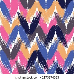 Modern trendy design. Pink and blue colors. Abstract vector creative seamless pattern with brush strokes. 