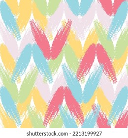 Modern trendy design. Pink and blue colors. Abstract vector creative seamless pattern with brush strokes. 