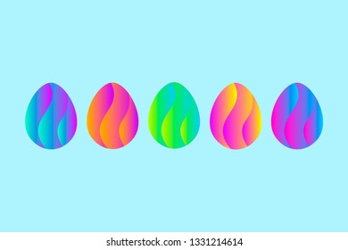 Modern trendy easter eggs greeting card with bright creative neon colors and futuristic flow liquid shapes decor.  Vector EPS 10 illustration.  