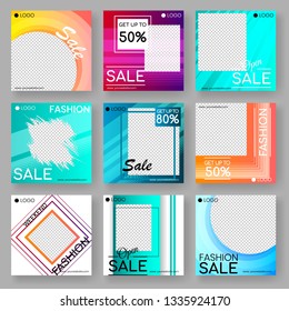 Modern trendy fashion social media network sale template,web online sales banner concepts Set.Fashionable lifestyle colorful abstract geometric flyers poster concept,internet page,brochure templates