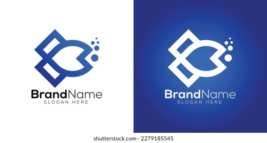Modern trendy fish icon logo design template